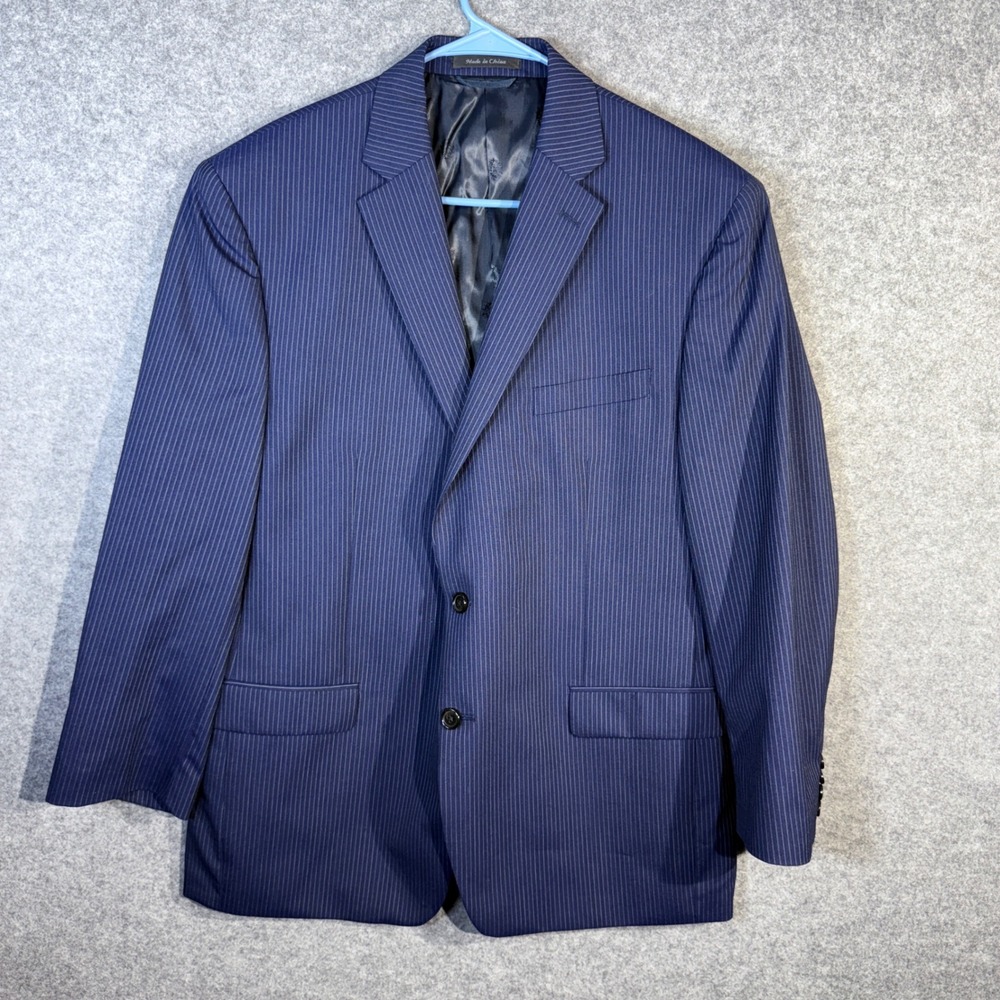 Lauren Ralph Lauren Men's Navy Pinstripe Wool Blend Sport Coat Blazer 44R